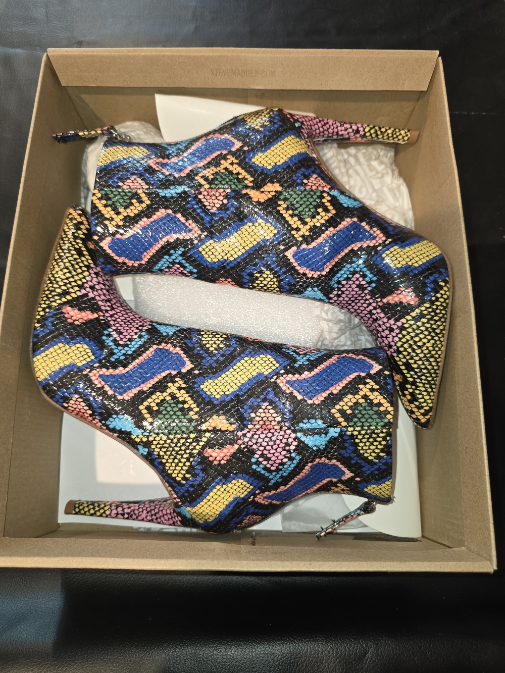 Steve Madden Halena Multicolor Snake-Print Pointed Toe Booties